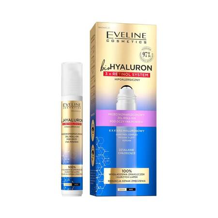 Eveline Cosmetics BioHyaluron 3x Retinol System Przeciwzmarszczkowy żel Roll-On, 15 ml