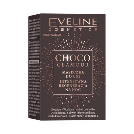 Eveline Cosmetics Choco Glamour Intensywnie regenerująca maseczka do ust na noc, 12 ml