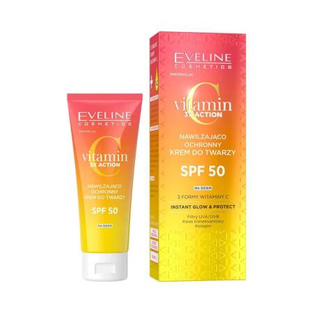 Eveline Cosmetics Vitamin C 3x Action Nawilżająco-ochronny krem do twarzy SPF 50, 30 ml